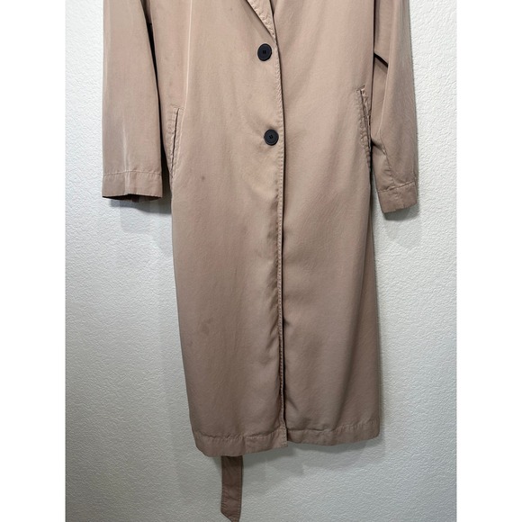 Zara Womens Tan Beige Lightweight Longline Trench Coat Duster Belted Size Medium - Picture 5 of 7